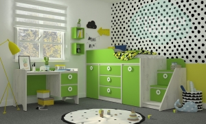 Комната детская Klюkva Mini Зеленая мамба-Дуб белый