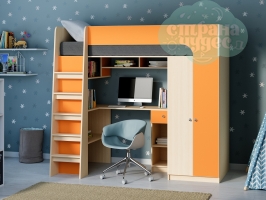 Кровать-чердак Астра 10, оранжевая