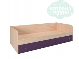 Кровать Астра 190 см, дуб молочный - фиолетовый