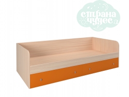 Кровать Астра 190 см, дуб молочный - оранжевый