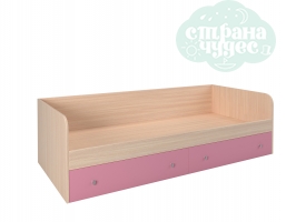 Кровать Астра 190 см, дуб молочный - розовый