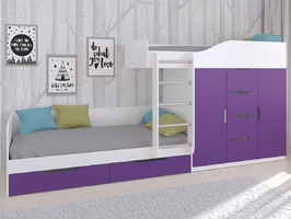 Двухъярусная кровать Астра 6, фасады фиолетовые