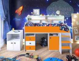 Кровать-чердак Ярофф Малыш-5, винтерберг - оранжевый
