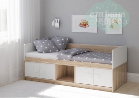 Детская кровать Легенда E201, белая-сонома