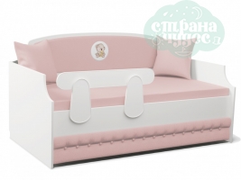 Кровать-диван Teddy с мягким фасадом, 027, светло-розовая