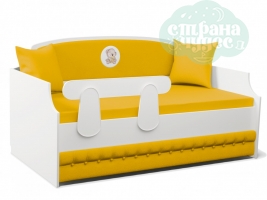 Кровать-диван Teddy с мягким фасадом, 628, желтая
