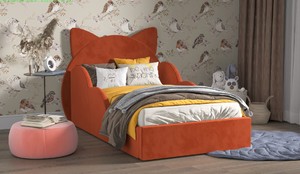 Кровать Kitty с мягким изголовьем морковная