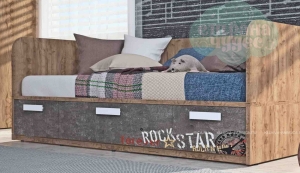 Кровать-диван Klюkva Junior BSS3 с 3 ящиками, Rock, камень темный/дуб золотой