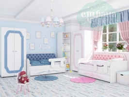Комната детская для двоих детей голубая