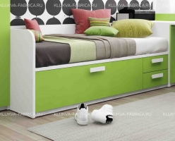 Кровать-диван Klюkva Junior BS6 с 3 ящиками, зеленая мамба