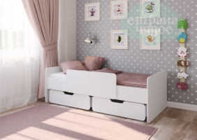 Кровать детская Легенда 14.1 с ящиками, белая