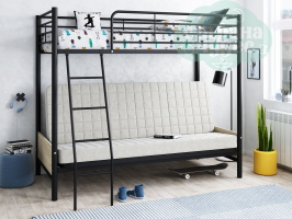 Кровать-чердак с диваном ФМ Мадлен-2, бежевый / черная