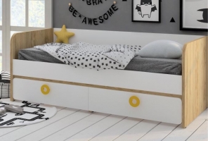 Кровать-диван Klюkva Mini MB3, дуб золотой/белый