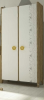 Шкаф комбинированный Klюkva Mini MH1, принт Sketch, белый/дуб золотой