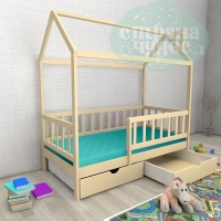 Кровать-домик Ницца с бортиком и ящиками