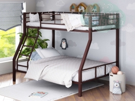 Двухъярусная металлическая кровать ФМ Гранада-1, коричневая