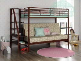 Кровать-чердак с диваном ФМ Мадлен-3, коричневая