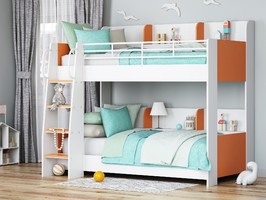 Кровать двухъярусная ФМ Соня 5, белая - оранжевая