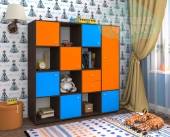 Стеллаж Ярофф Джери-2, бодего-синий-оранжевый