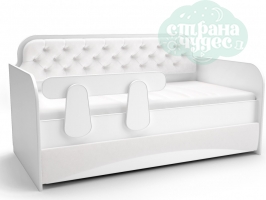 Кровать-диван с мягким фасадом, белая