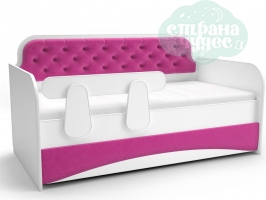 Кровать-диван с мягким фасадом, фуксия