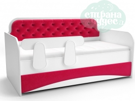 Кровать-диван с мягким фасадом, гранат