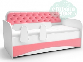 Кровать-диван с мягким фасадом, коралл