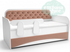 Кровать-диван с мягким фасадом, молочный шоколад