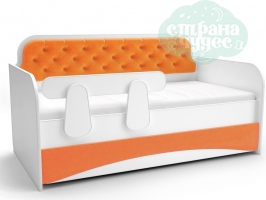 Кровать-диван с мягким фасадом, оранжевая