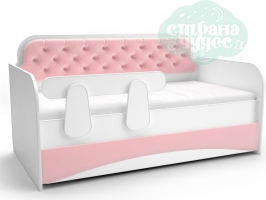 Кровать-диван с мягким фасадом, пыльная роза