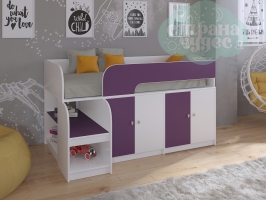 Кровать-чердак Астра 9.2, белый-фиолетовый